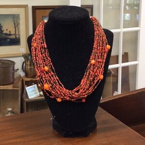 Vintage 20 strand beaded necklace Bohemian vibe